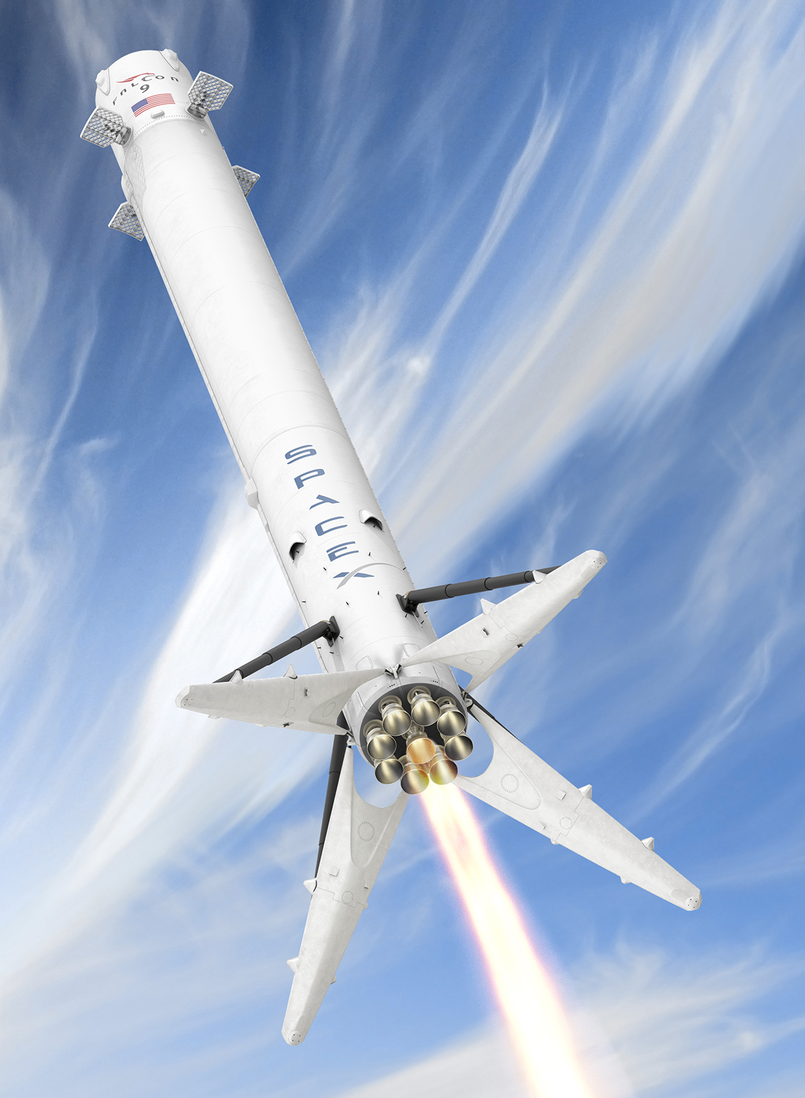falcon 9 spacex rendering 3d model