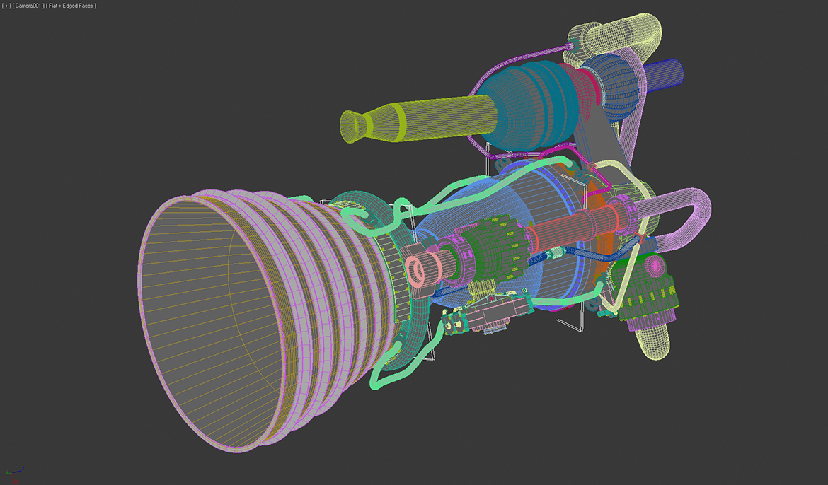 merlin engine wireframe