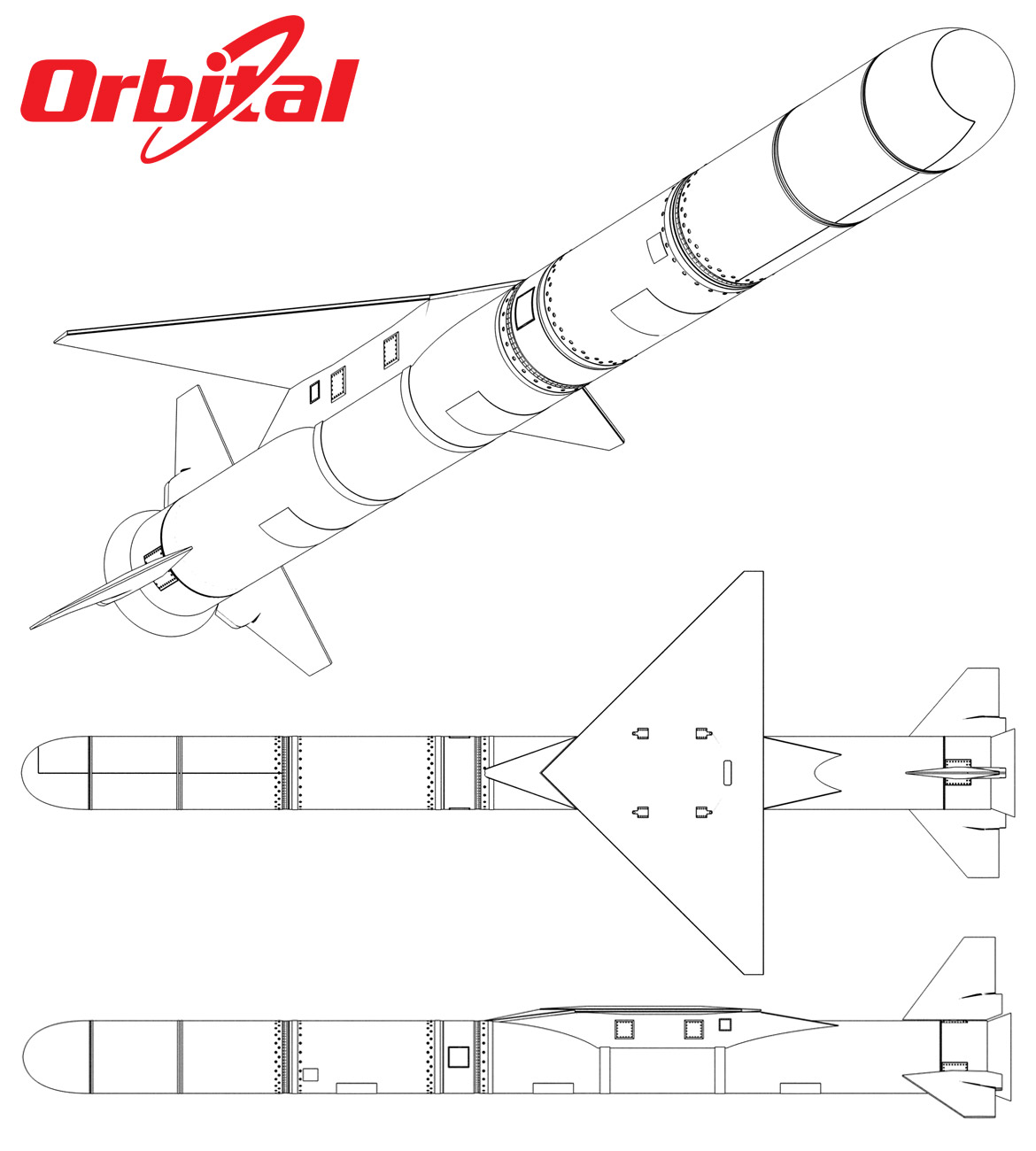 Pegasus Rocket Orbital Scaled Blueprints