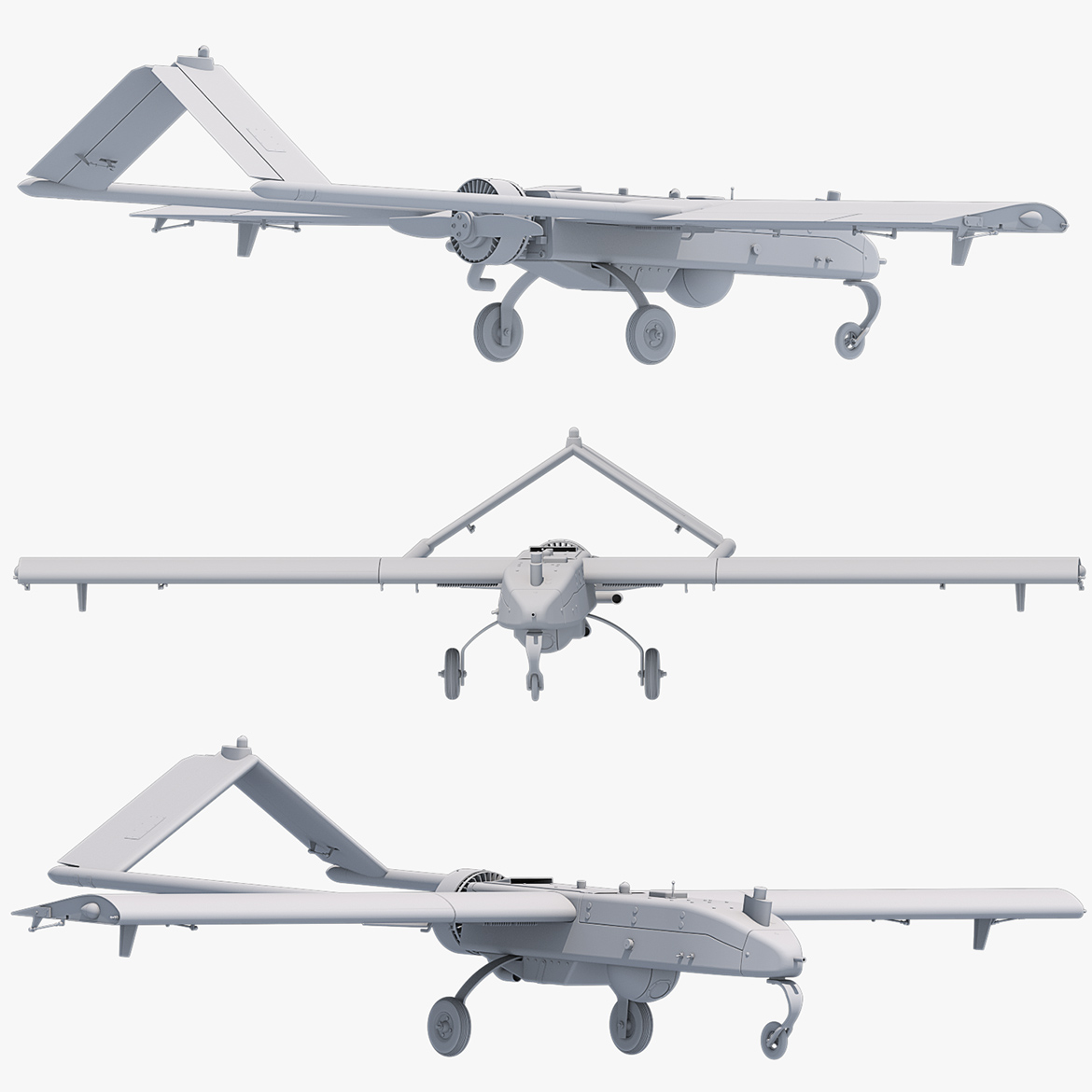 RQ-7 Drone 3D Model Elevation Views