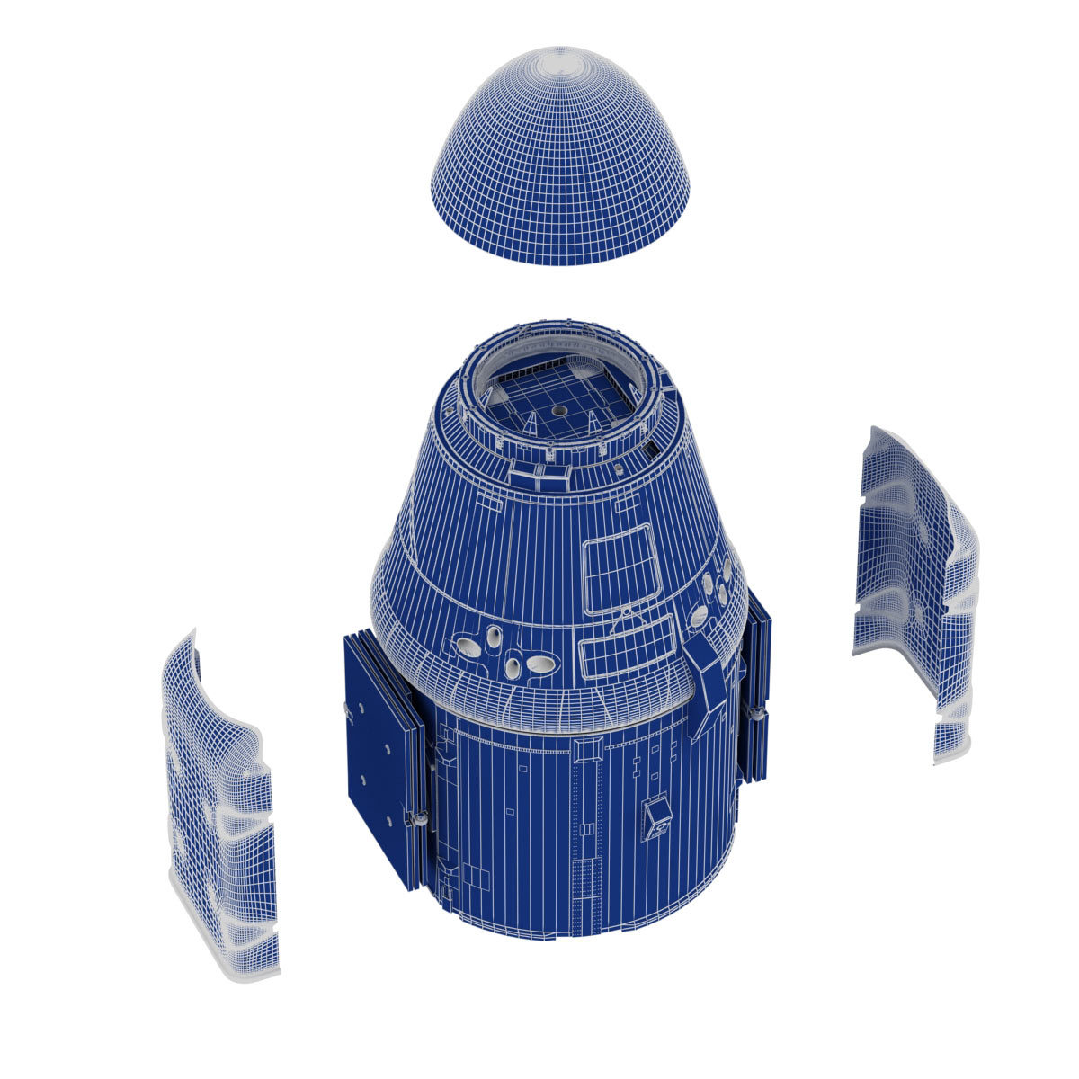 dragon spacex edged faces 3d rendering